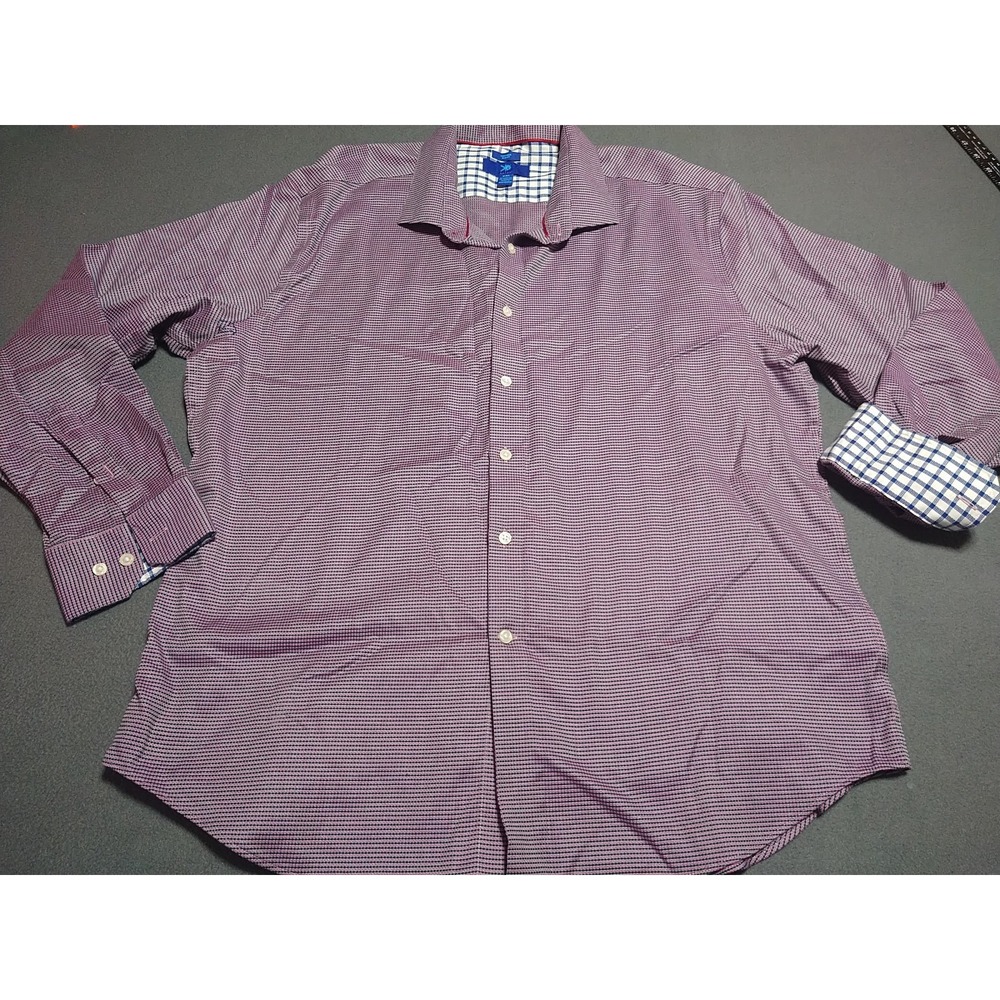 Egara Shirt Men XXL Red Check Button Up Office Dinner Stretch Long Sleeve